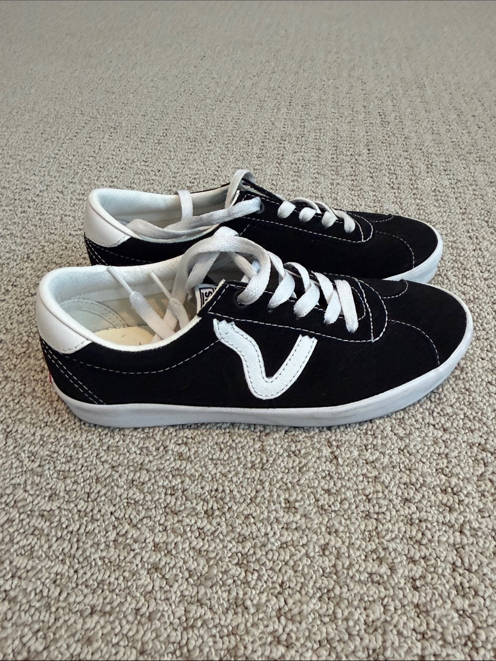 Unisex Black and White Casual Skate Sneakers vans black suede